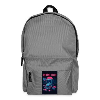 Retro Tech Computer Graphic Designer with Smile - Backpack - elephant grey - Front