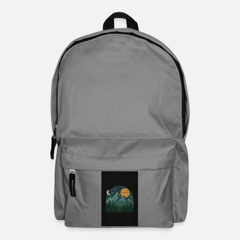 Night Mountain Landscape Illustration - Backpack - elephant grey