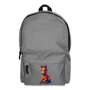 WPAP Polygon Kawaii Stil Tiere Baby Pferd Fohlen - Rucksack - Mittelgrau - Vorne