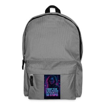 Humorous neon design with a sarcastic saying - Backpack - elephant grey - Front