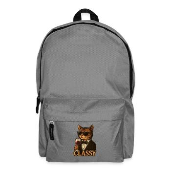 Sophisticated Cat with Wine and Tuxedo - Backpack - elephant grey - Front
