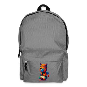 WPAP Polygon Kawaii Stil Tiere Baby Alpaka Yoga - Rucksack - Mittelgrau - Vorne