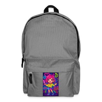 Neon Chibi Magic – Colorful Anime Energy - Backpack - elephant grey - Front