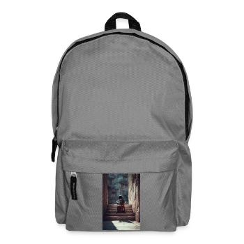 Astronaut Playing Cello on Ancient Stairs - Backpack - elephant grey - Front
