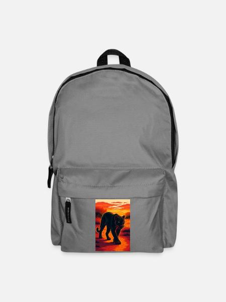 Sonnenuntergang Schwarzer Jaguar Panther Illustration - Rucksack - Mittelgrau