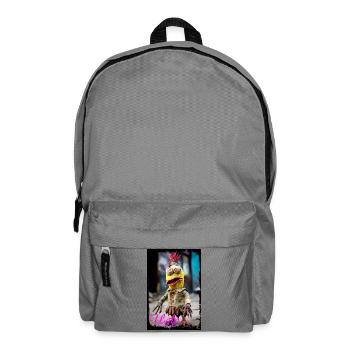 Illustration de poupée expressive représentant un personnage poubelle - Sac à dos - gris éléphant - Devant