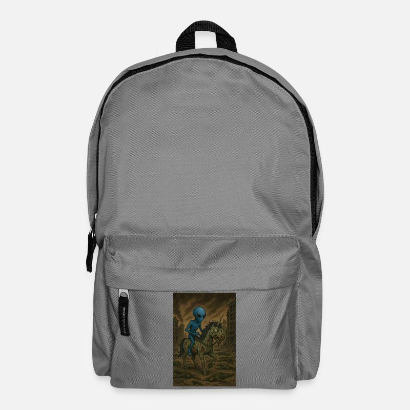 Alien on Zombie Unicorn - Backpack - elephant grey