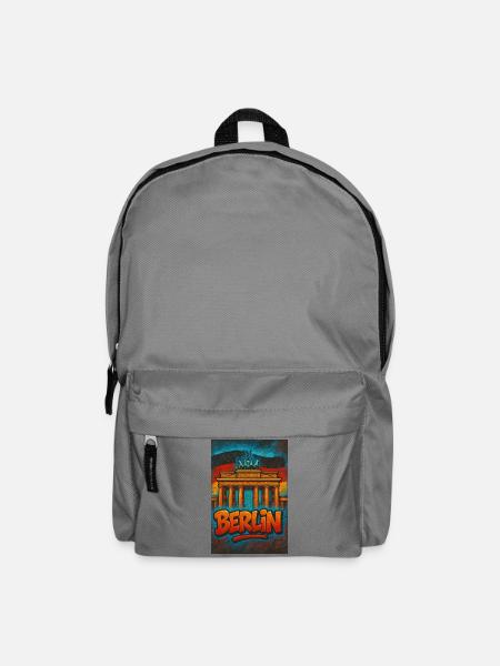 Grafiti Berlin T-shirt with Brandenburg Gate - Backpack - elephant grey