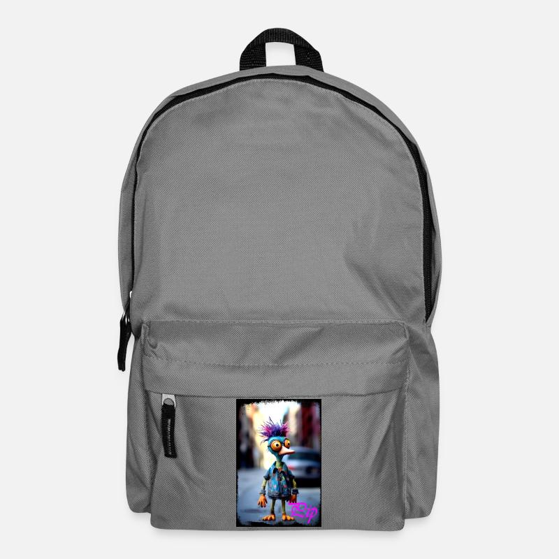Crazy chick doll Bird with colorful hairstyle - Backpack - elephant grey