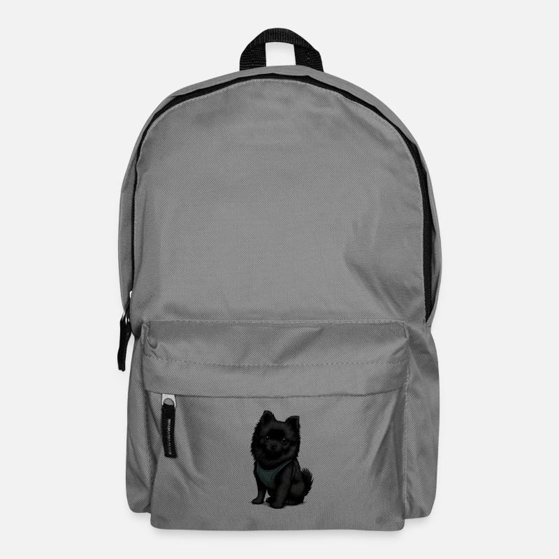 Schwarzer Spitz Hund mit Süssenblick - Rucksack - Mittelgrau