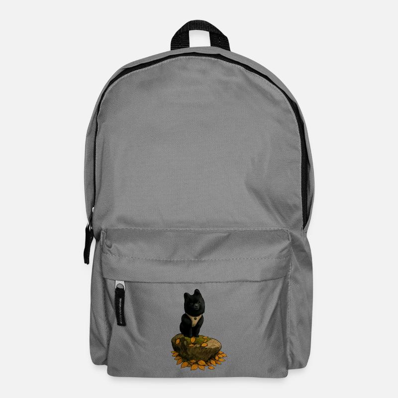 Black Spitz Dog on Tree Trunk - Backpack - elephant grey