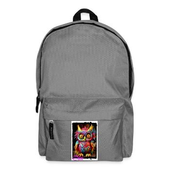 Poupée hibou colorée du monde fantastique, figurine textile de conte de fées - Sac à dos - gris éléphant - Devant