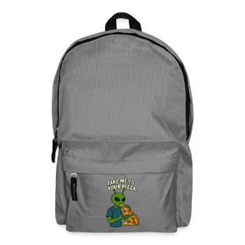 Alien Pizza T-Shirt Design mit Slogan - Rucksack - Mittelgrau - Vorne