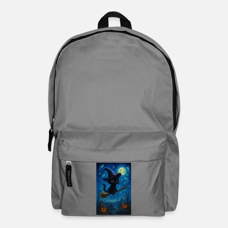 Chat noir avec un balai de sorcière - Sac à dos - gris éléphant