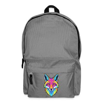 Buntes Wolfporträt mit geometrischem Stil - Rucksack - Mittelgrau - Vorne