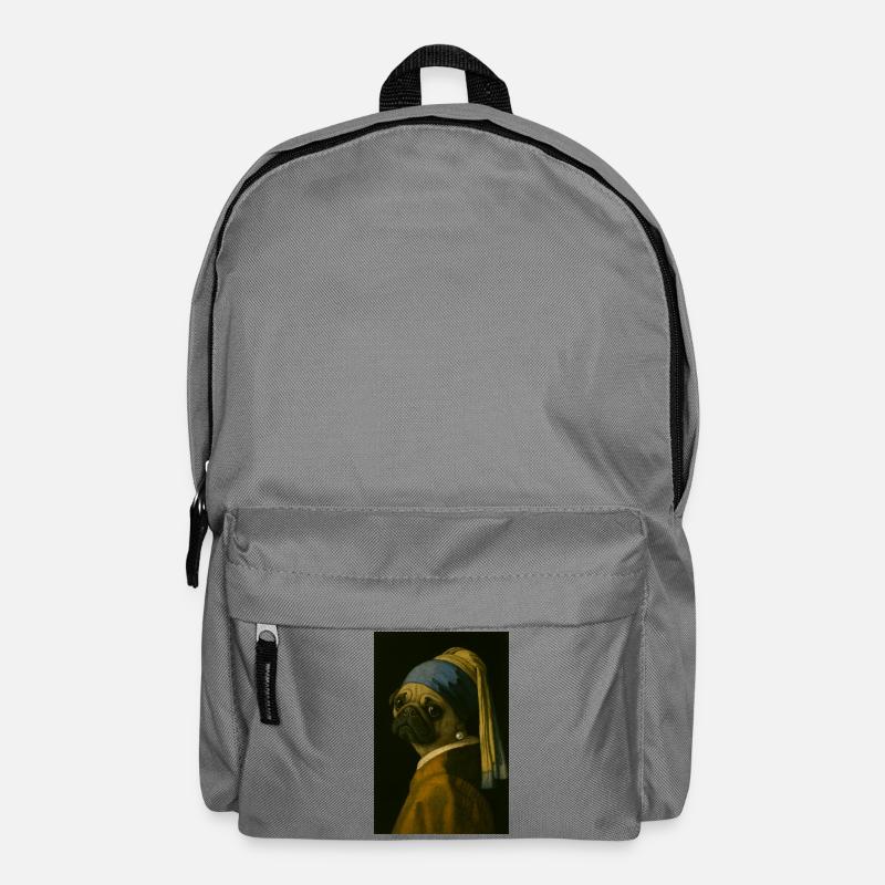 Carlin avec boucle d’oreille en perle dans le style de Mona-Lisa - Sac à dos - gris éléphant