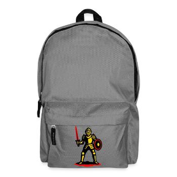 Gelber Ritter mit rotem Schwert - Rucksack - Mittelgrau - Vorne