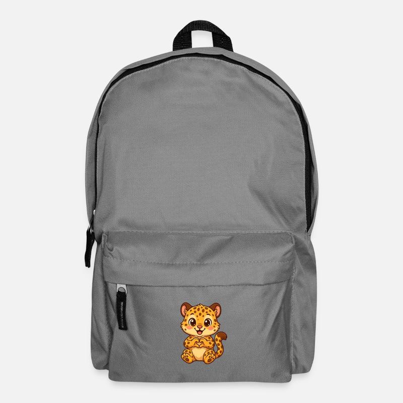 Mignon léopard avec des mains en forme de cœur - Sac à dos - gris éléphant