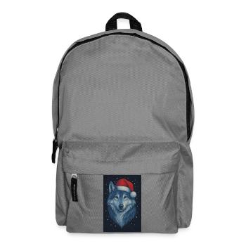 Nordic wolf in a Christmas hat - Backpack - elephant grey - Front
