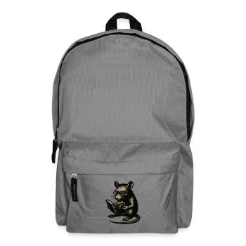 Lese-Ratte im Vintage-Stil - Rucksack - Mittelgrau - Vorne