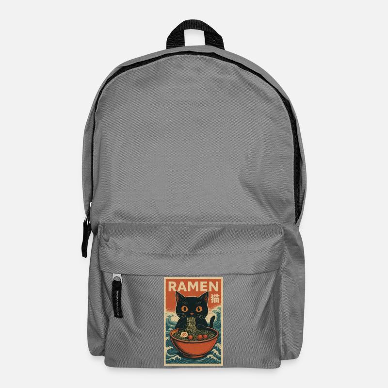 Ramen Cat Retro Poster - Backpack - elephant grey