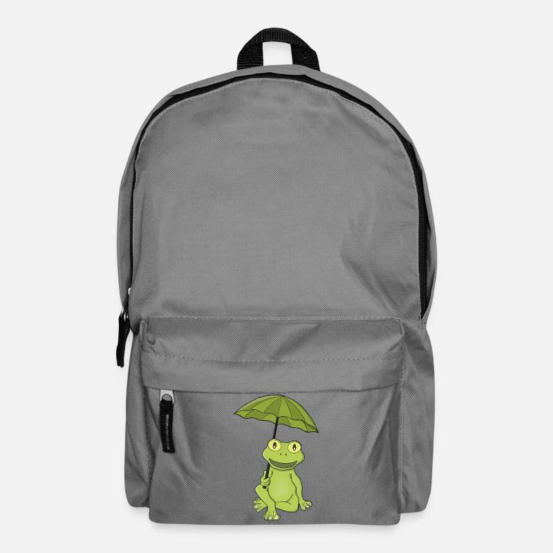 Green Frog Under Umbrella - Backpack - elephant grey