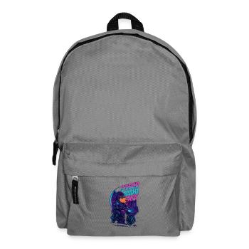 Cyber Road Capy – Futuristic Capybara Rider - Rucksack - Mittelgrau - Vorne