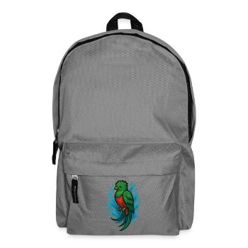 Grüner Quetzal-Vogel mit blauem Aquarell - Rucksack - Mittelgrau - Vorne