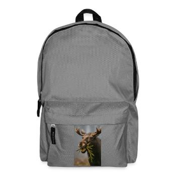 Moose in snow with spruce twigs - Backpack - elephant grey - Front