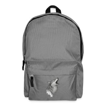 Tête de loup géométrique en hurlement - Sac à dos - gris éléphant - Devant
