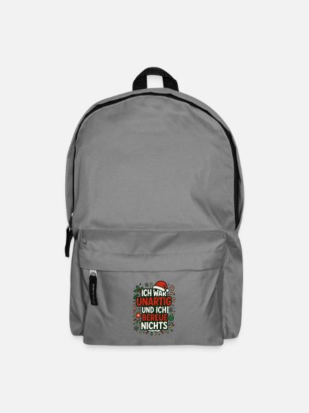 Unartig und ich bereue nichts – Weihnachtsspruch - Rucksack - Mittelgrau