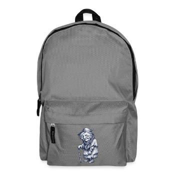 Alte Oma | Alte Hexe mit Hut und Krückstock - Rucksack - Mittelgrau - Vorne