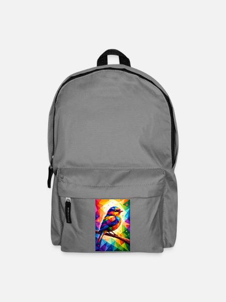 Oiseau coloré dans une mosaïque géométrique - Sac à dos - gris éléphant