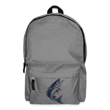 Perchoir sauteur | Motif de pêcheur vintage - Sac à dos - gris éléphant - Devant