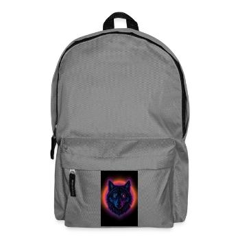 Neon Wolf auf Orange Circle - Rucksack - Mittelgrau - Vorne