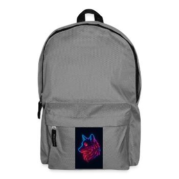 Regenbogen-Neon-Wolf - Rucksack - Mittelgrau - Vorne