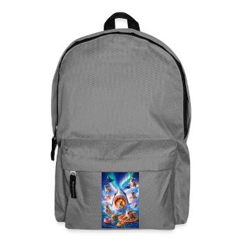 Shark with pizza & space dogs - Backpack - elephant grey - Front