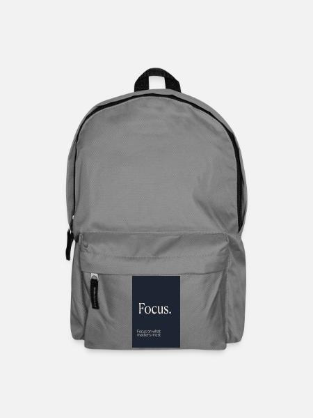 Focus. Minimalistisches Motivation Design - Rucksack - Mittelgrau