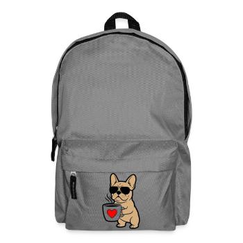 Frenchie Hund Kaffee Comic - Rucksack - Mittelgrau - Vorne