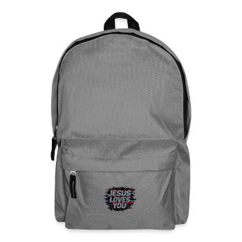 Jesus Loves You Glitch - Backpack - elephant grey - Front
