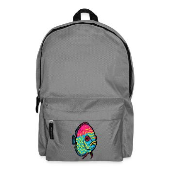 Pop Art Discus Fish Pink and Vibrant Yellow - Backpack - elephant grey - Front