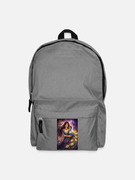 Mystical Indian Woman with Peacock - Backpack - elephant grey