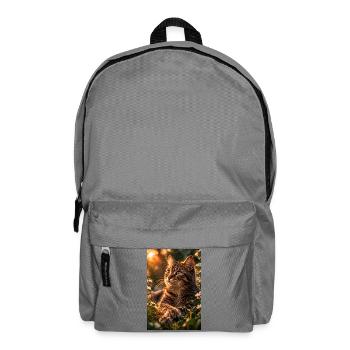Katze bei Sonnenuntergang - Rucksack - Mittelgrau - Vorne