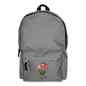 Vintage Red Tulips Botanical Floral Illustration  - Backpack - elephant grey - Front