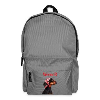 Weener dachshund with bandana and glasses - Backpack - elephant grey - Front