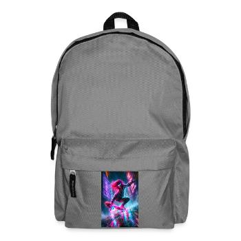 Neon Cyberpunk Skater in Rain - Backpack - elephant grey - Front