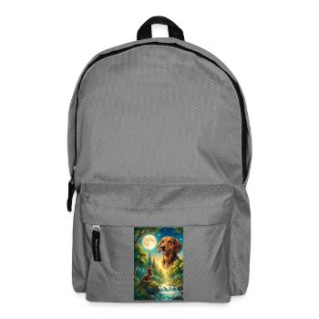 Howling to the Moon Meme Dog Dachshund - Backpack - elephant grey - Front