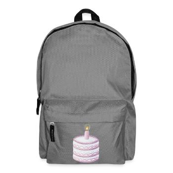 Pastellgeburtstag Kuchen mit Kerze - Rucksack - Mittelgrau - Vorne
