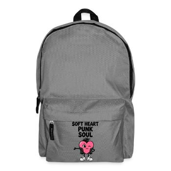 Weiches Herz mit Punkseele - Rucksack - Mittelgrau - Vorne