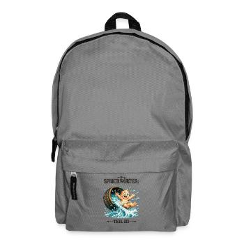 Sprichwort Das Kind mit dem Bade ausschütten - Rucksack - Mittelgrau - Vorne